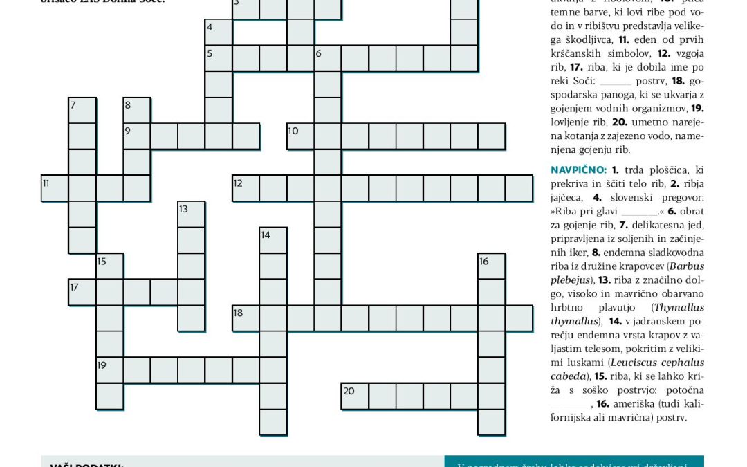 Nagradna križanka “Naše ribe”